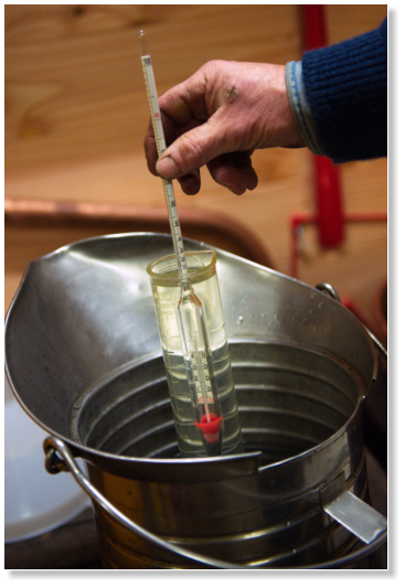 Pesée du degré d'alcool